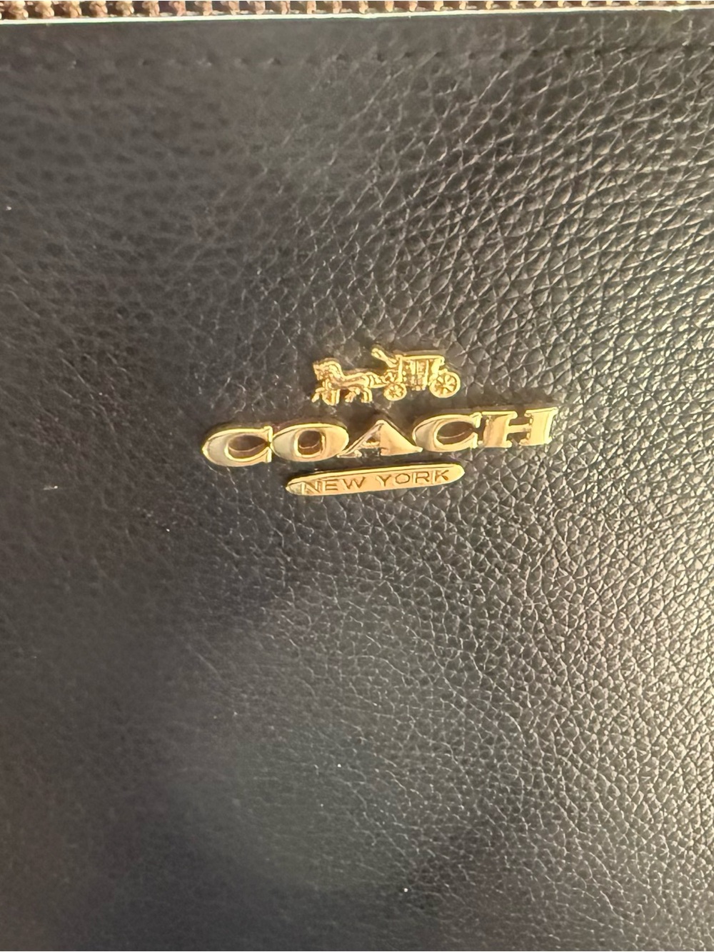 Coach Black Pebbled Leather Shoulder Bag with Gold Logo